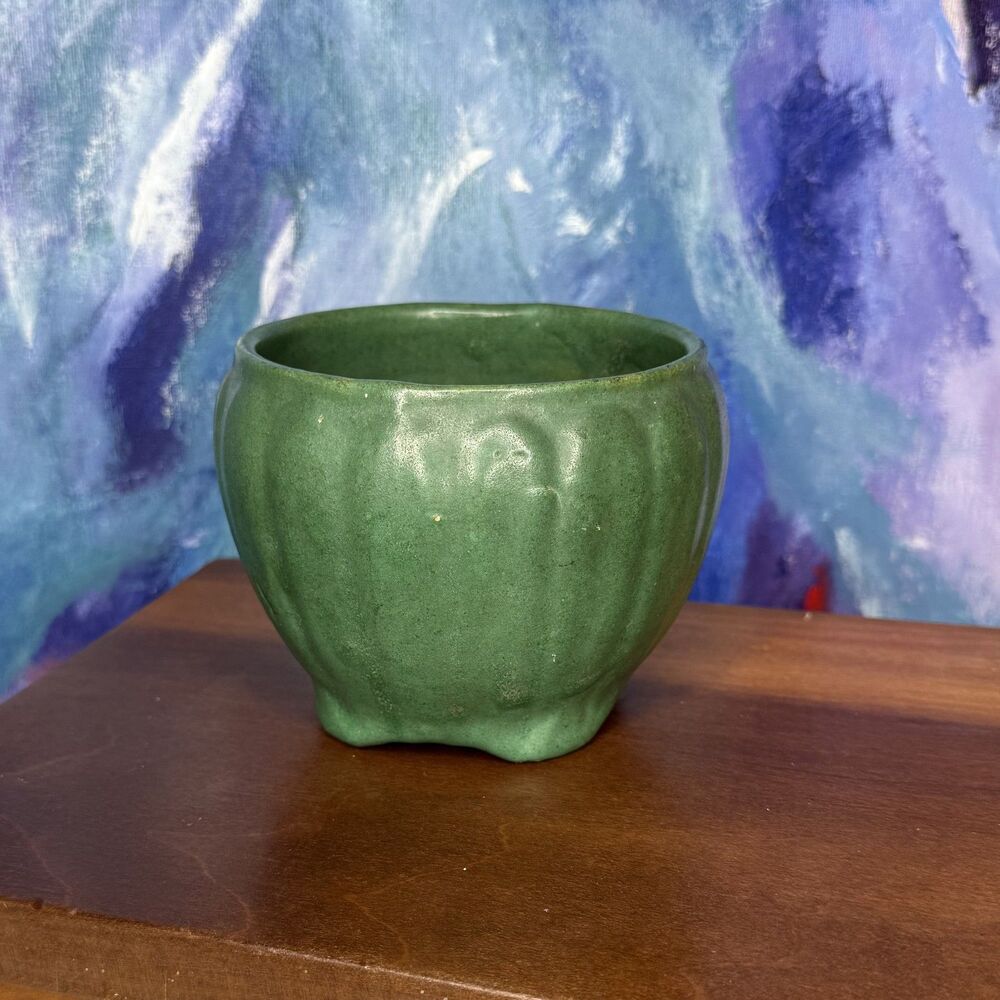 Zanesville Arts & Crafts Matte Green Stoneware Vase c1920s Rare Studio Pottery
